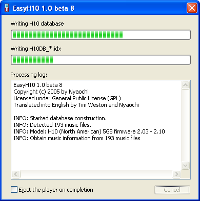 EasyH10 running with MTP player