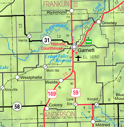 Map of Anderson Co, Ks, USA