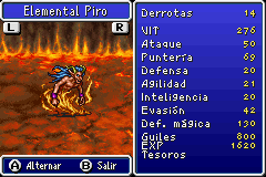 Estadisticas Elemental Piro