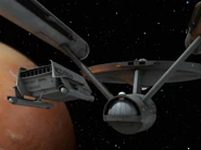 Galileo approaches USS Enterprise from Vulcan