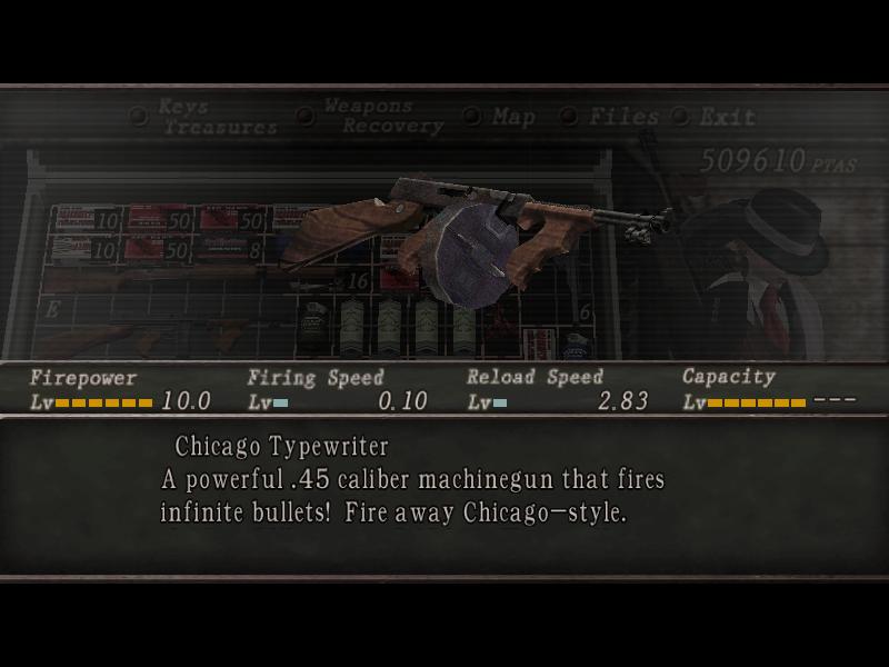 Chicago typewriter?   resident evil 4: wii edition answers 