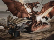 Marth slaying a dragon