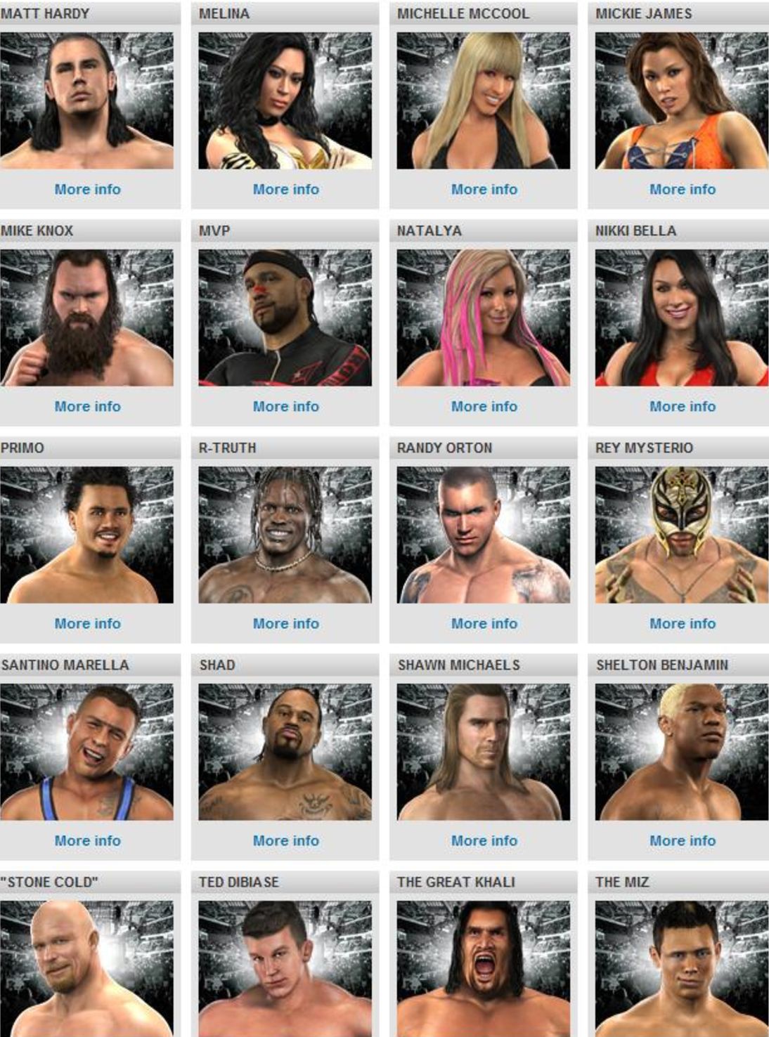 smackdown vs raw 2012  roster