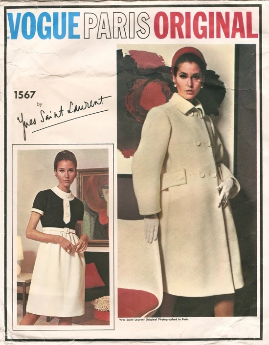 Vogue 1567 by Yves Saint Laurent Vogue 1567 1960s Yves Saint Laurent dress and coat