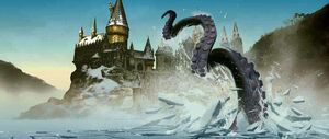 The Giant Squid at the Hogwarts Lake (Concept Artwork for the HP4 film)