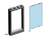 B001-1 x 4 x 5 Black Window Frames, Transparent Blue Panes