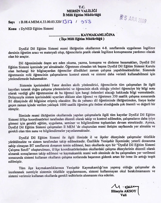 Mersin Valisi Hüseyin AKSOY Dyned çalışmalarında Yenişehir'i örnek gösterdi.
