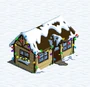 Cottage with snow and lights