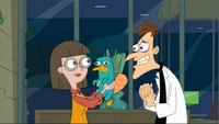 Doofenshmirtz's date cuddles Perry