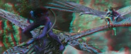Jake and Neytiri riding their Ikrans (red-cyan)