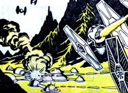 Imperial TIE fighters attack the Rebel outpost on Kholes.