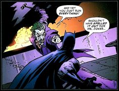 Batman in his first fight with the Joker