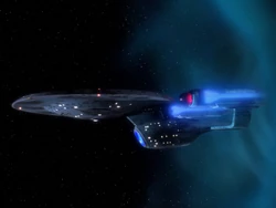 USS Enterprise-C emerges from temporal rift