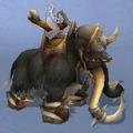 Black War Mammoth, Snow Background, NE Female Rider.png