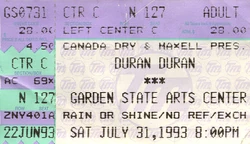 Duran duran ticket 31 july 93 a