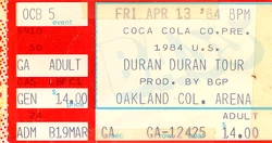 Duran ticket 13 april 84