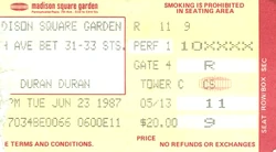 Duran ticket 23 june 87