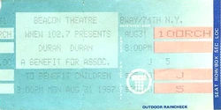 Duran ticket 31 aug 1987