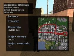 Mapa del recorrido de Freeway