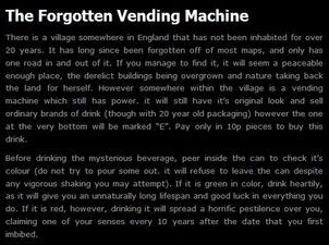 Forgotten Vending Machine