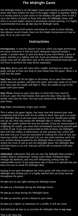 Midnight Game Rules