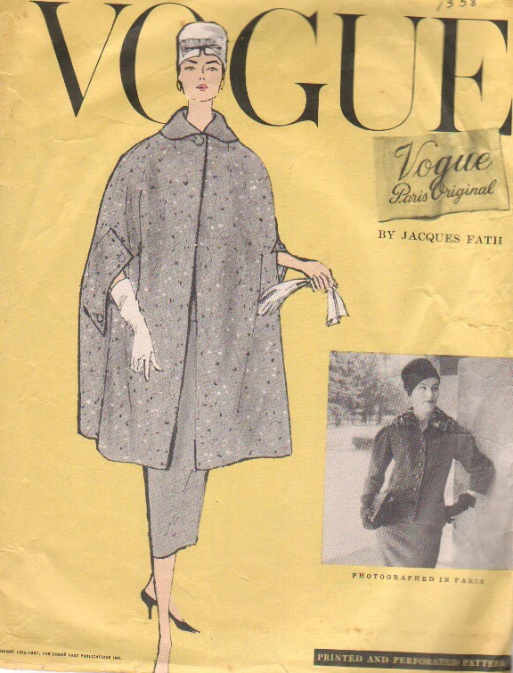 1950s cape pattern, Vogue 1358 by Jacques Fath