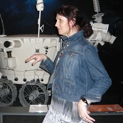 Walking like an egyptian in front of a moon rover