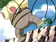 EP105 Bulbasaur utilizando látigo cepa contra Exeggutor