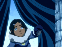 Young Katara enters tent