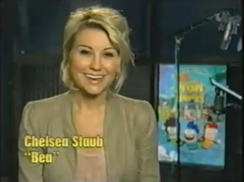 A picture of Chelsea Staub Bea from a behind the scenes commercial of the 