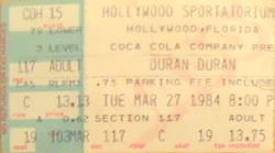 Ticket duran duran hollywood march 27 84