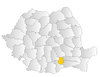 Map of Romania highlighting Ilfov County