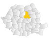 Map of Romania highlighting Harghita County