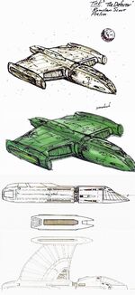Romulan scout ship design sketches by Rick Sternbach