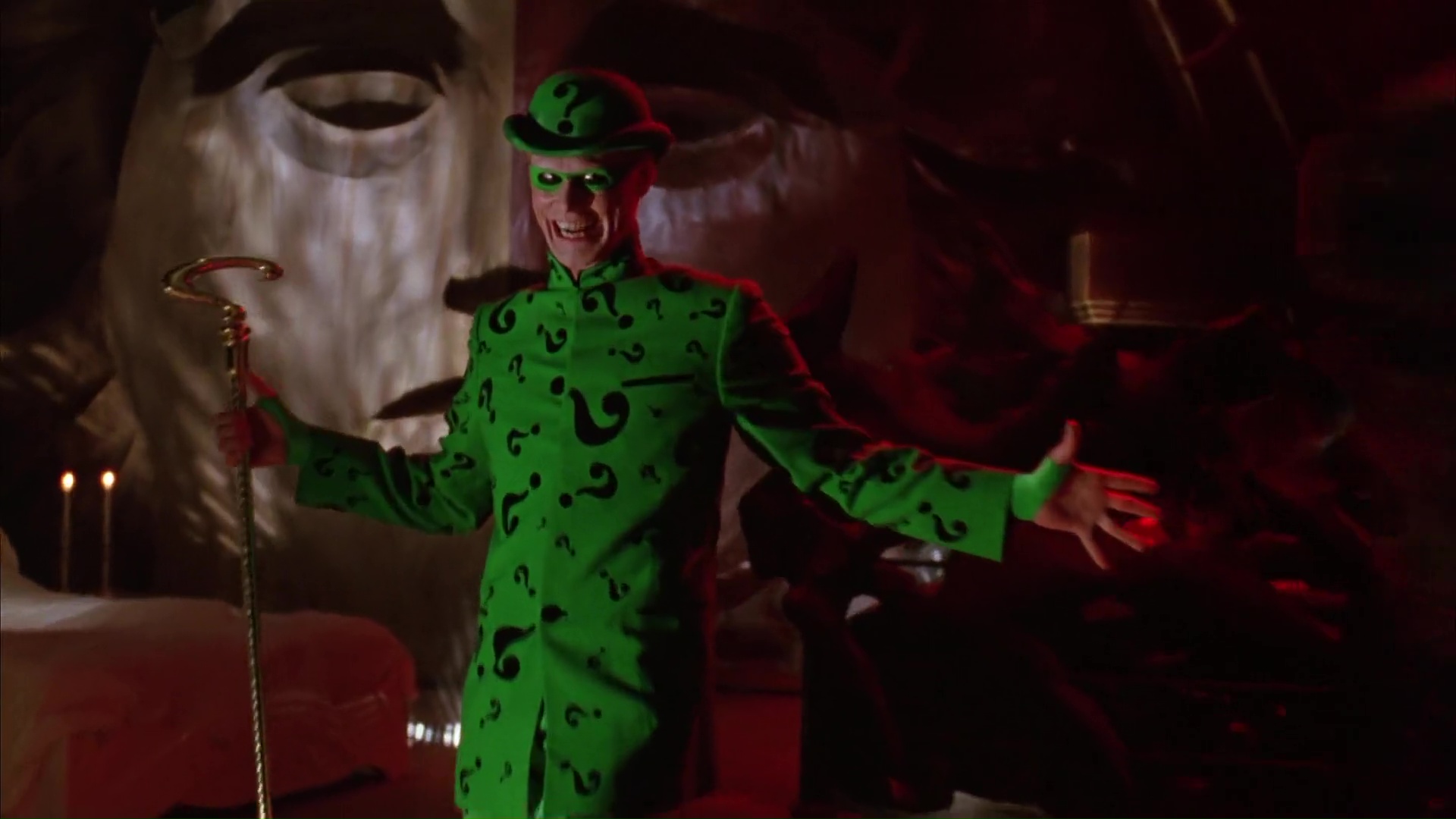 File:The Riddler Full outfit.jpg. Featured on:The Riddler (Jim Carrey) File:The Riddler Full outfit.jpg. Featured on:The Riddler (Jim Carrey)