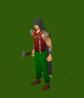A player performing the Smithing cape emote