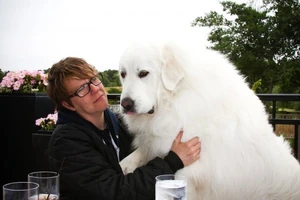 Here's Falkor and I out to lunch earlier this year.