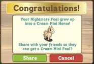 Nighmare Foal Growth Message