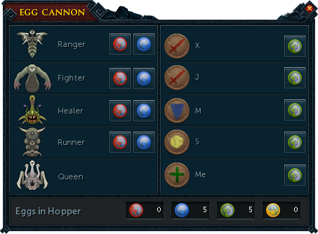 Egg launcher screen