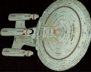 Galaxy class USS Enterprise future variant finished studio model, dorsal view