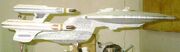 Galaxy class USS Enterprise future variant finished studio model, sidel view