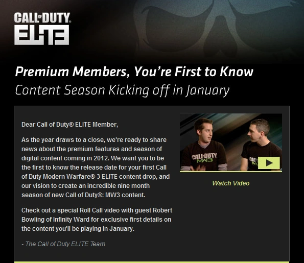 COD ELITE Content Season Notice