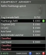 Survival Mode Screenshot Equipment Armory Flashbangs Refill