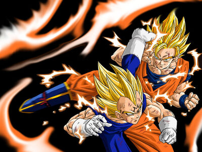 Goku SSJ2 vs Majin Vegeta Wallpaper