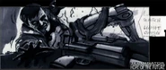 Storyboard; T1’s infiltrator grasping for his riffle.