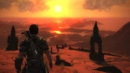 Panau desert sunrise temple