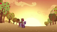 Cheerilee and Big Mac watching sunset S02E17