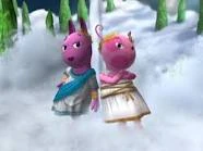 Austin and Uniqua in togas