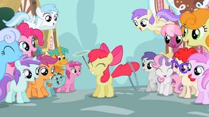 The ponies admire Apple Bloom S2E06