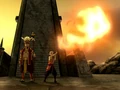 Aang firebends at the Sun Warriors' city.png